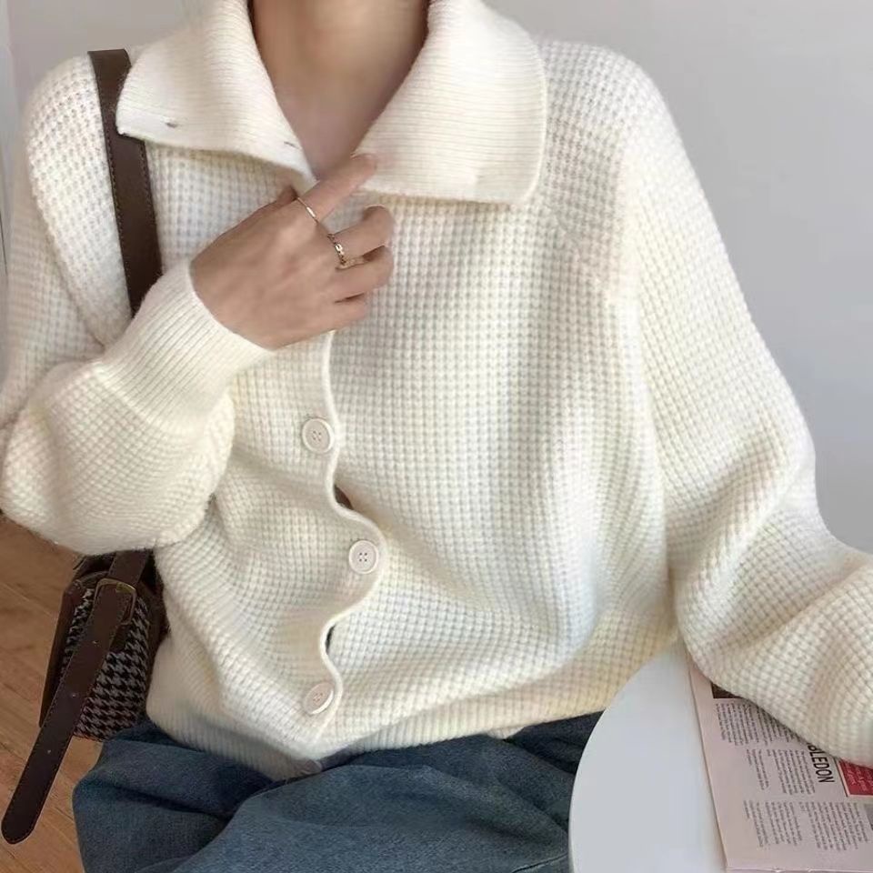 Áo Khoác Cardigan Dệt Kim Dáng Rộng Màu Trơn Thời Trang Thu Đông Hàn Quốc 2023 Mới