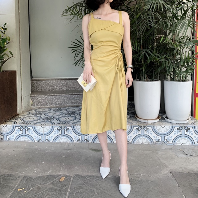 Váy lụa 2 dây rút eo