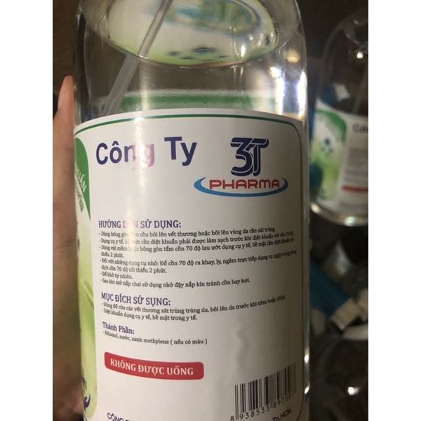 xát khuẩn 70độ 3T sát khuẩn chai 1L(có giấy chứng nhận )