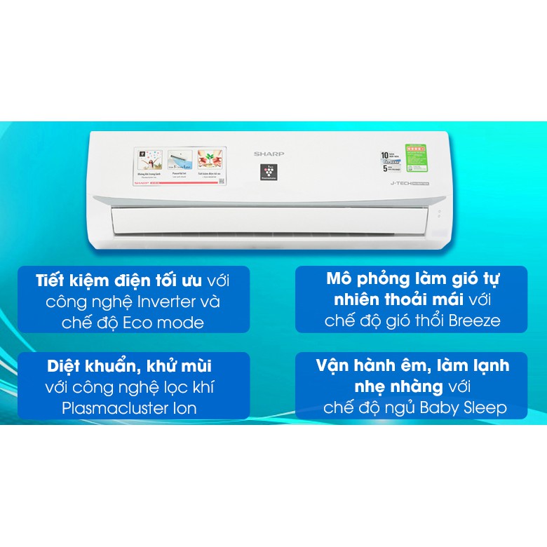 Máy lạnh Sharp Inverter 1.5 HP AH-XP13WMW (Miễn phí giao tại HCM-ngoài tỉnh liên hệ shop)