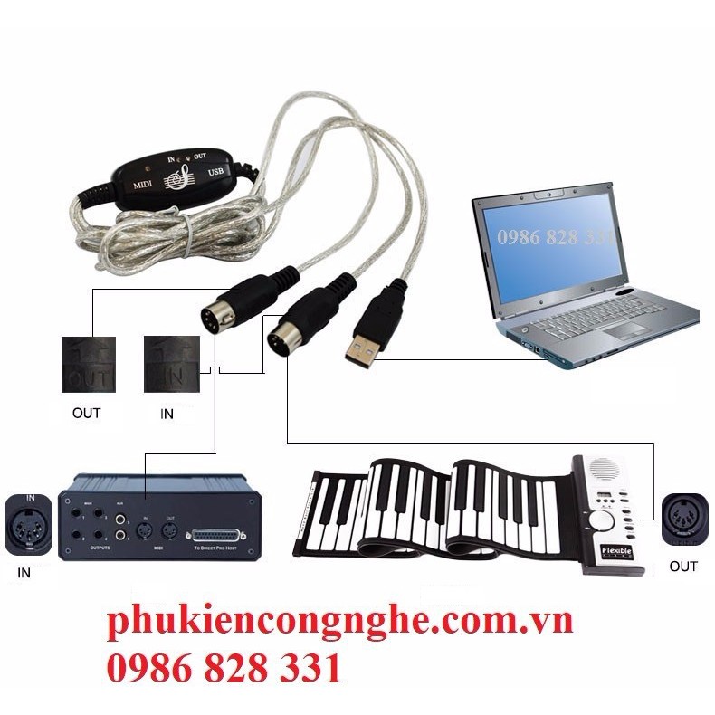 Cáp chuyển Midi sang USB cho đàn Organ kết nối Máy tính