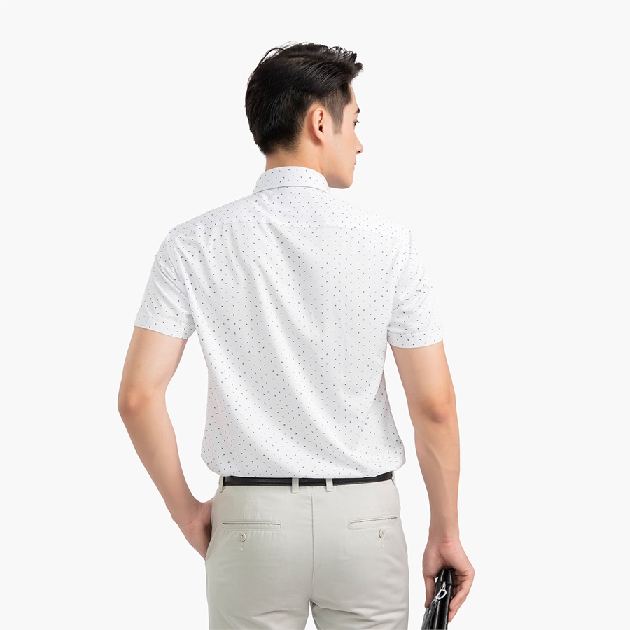 [MẪU MỚI] Áo sơ mi nam ngắn tay ARISTINO phom Regular fit, màu trắng họa tiết in xanh thanh lịch, nhã nhặn - ASS250S2