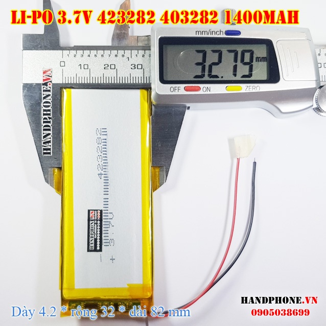 Pin Li-Po 3.7V 1400mAh 423282 403282 (Lithium Polymer) cho Bàn Phím, Loa Bluetooth, Định Vị GPS, Camera hành trình