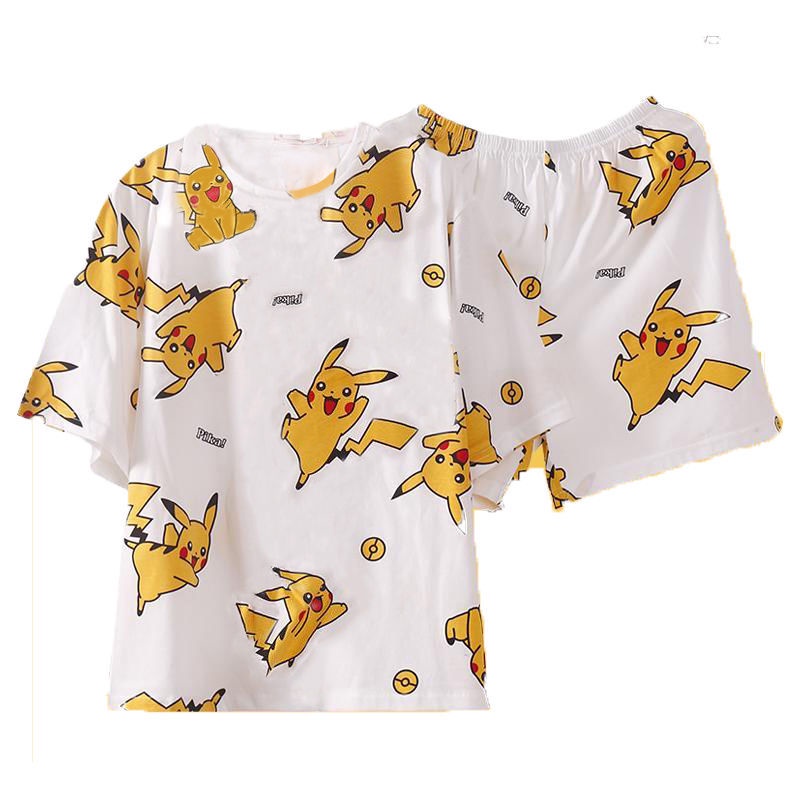 Bộ Đồ Ngủ Tay Ngắn In Hình Pikachu Phong Cách Hàn Quốc Thời Trang Mùa Hè Cho Nữ | BigBuy360 - bigbuy360.vn