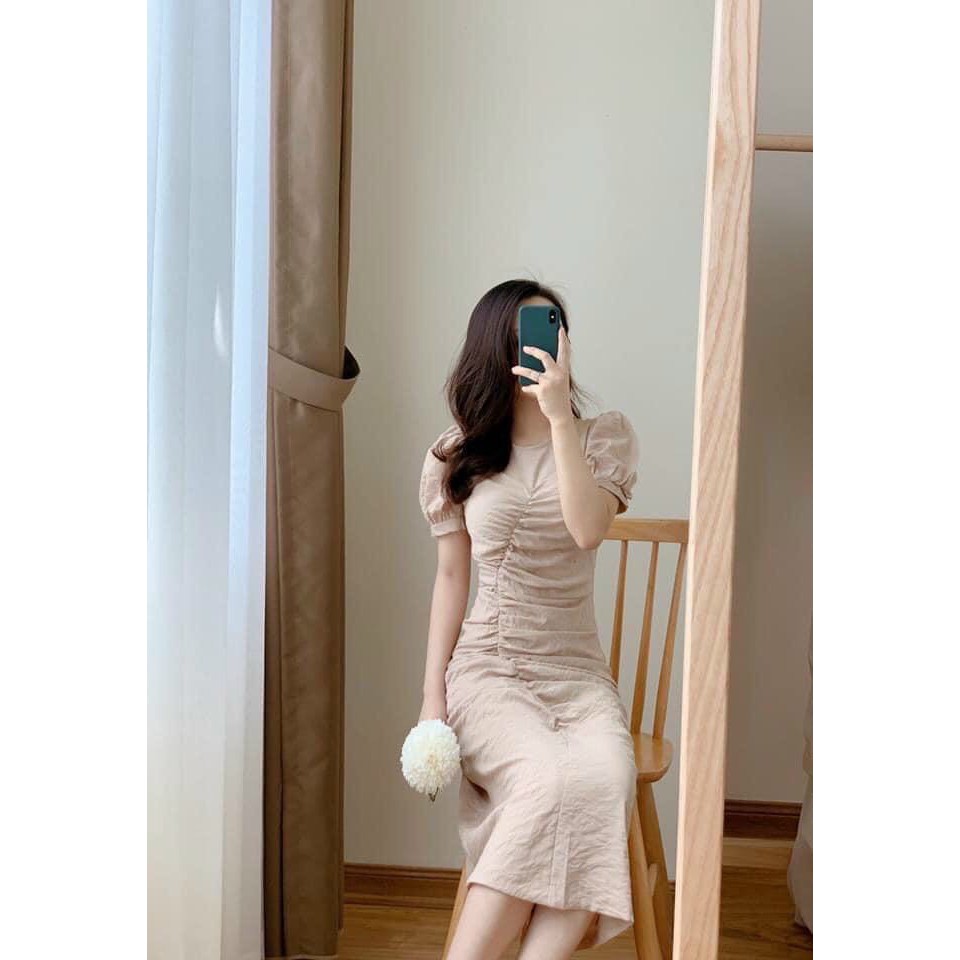 VÁY ĐẦM NỮ - VINTAGE NỮ TIỂU THƯ DẠO PHỐ LINEN - TRẮNG NUDE – GD072