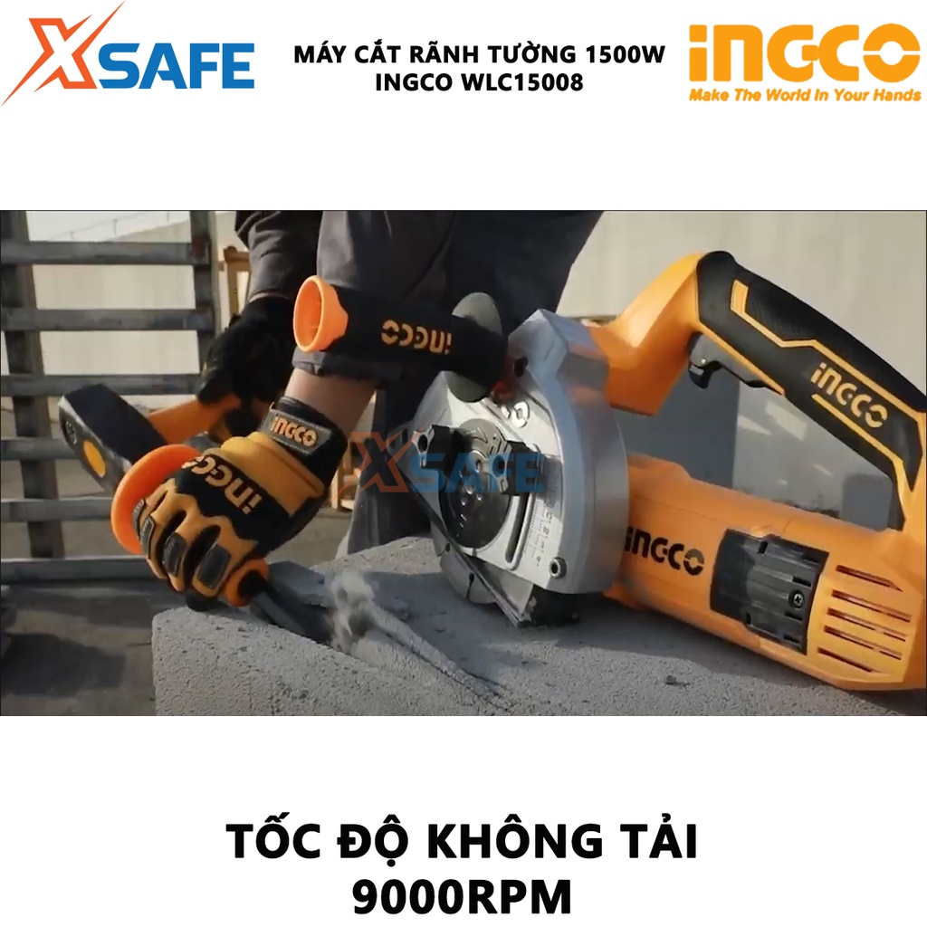 Máy cắt rãnh tường INGCO WLC15008 1500W, đường kính đĩa cắt 125mm, trục chính M14, kèm 1 mũi đục