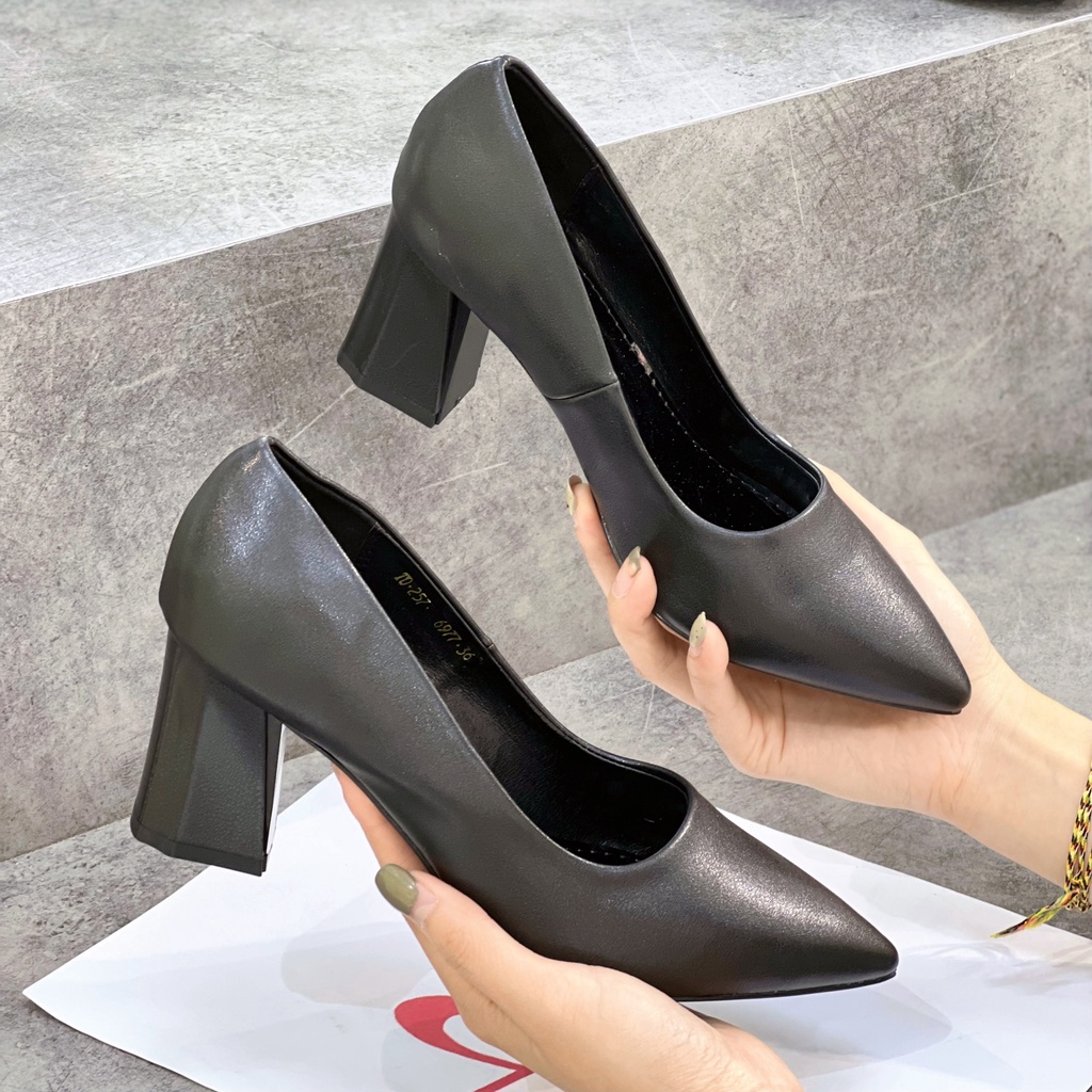 Min's Shoes - Giày Gót Vuông Da Mềm Cao Cấp V244