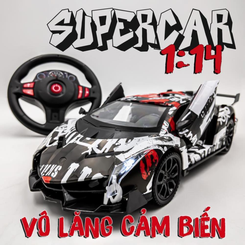 Siêu xe Lamboghini điều khiển đóng mở cửa - Điều khiển bằng vô lăng - Có đèn - Tỉ lệ 1:14