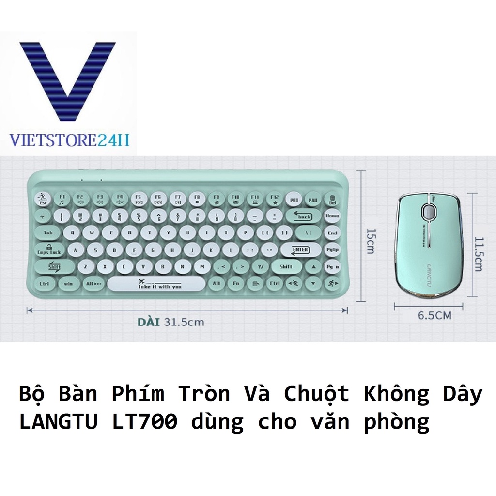 Bộ Bàn Phím Tròn Và Chuột Không Dây LANGTU LT700 dùng cho văn phòng - Màu Ngẫu Nhiên