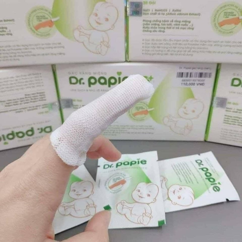 Gạc vệ sinh răng miệng an toàn kháng khuẩn cho bé Dr Papie hộp 30 gói Beehouse