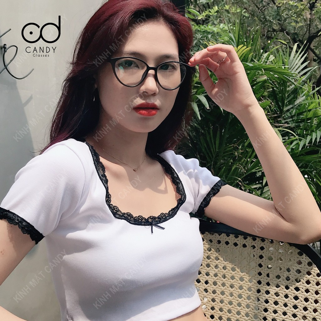 Gọng kính cận nữ nhựa dẻo mắt mèo M2360 - Tiệm kính Candy
