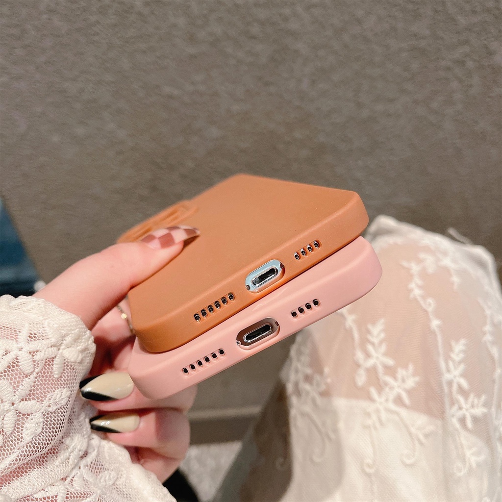 Ốp Điện Thoại Silicon Mềm Chống Sốc Màu Trơn Họa Tiết Hoạt Hình Cho iPhone 13 12 11 Pro Max 6 7 8Plus X XS XR