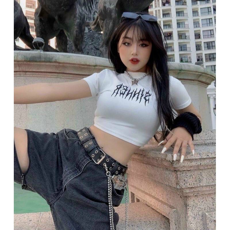 Áo croptop thun borip in chữ kiểu Sinner