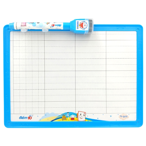 Bảng 2 Mặt A4 - Kẻ Ngang + Kẻ Ô + Bút Lông Bảng - Thiên Long B-011 - Viền Xanh Da trời