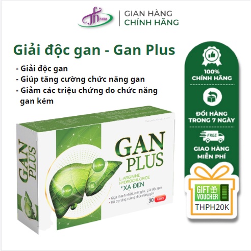 GAN Plus, Hỗ Trợ Giải Độc, Tăng Cường Chức Năng Gan, Hộp 30 viên, TH PHARMA