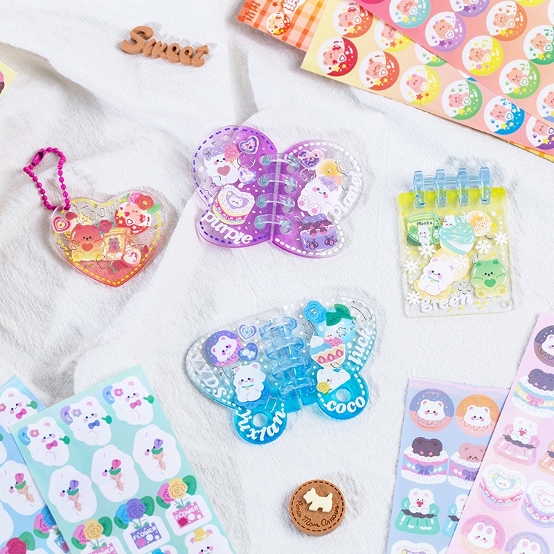 Bộ 2 Miếng Dán Trang Trí Nhật Ký/Điện Thoại Họa Tiết Hoạt Hình Dễ Thương