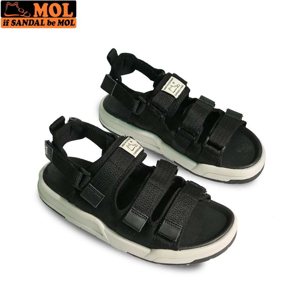 Giày sandal unisex nam nữ 3 quai ngang vải dù có quai hậu tháo rời hiệu MOL mang đi học du lịch MS1802B