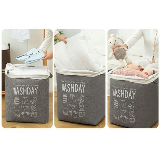 Giỏ đựng quần áo bằng vải cỡ lớn 100 lít - túi đựng chăn màn đa năng washday có thể gấp gọn vintage xinh xắn