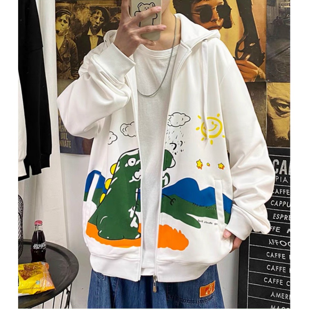 Áo khoác khủng long cute chất nỉ | Áo khoác Nam/ Nữ siêu thoải mái Form rộng | BigBuy360 - bigbuy360.vn