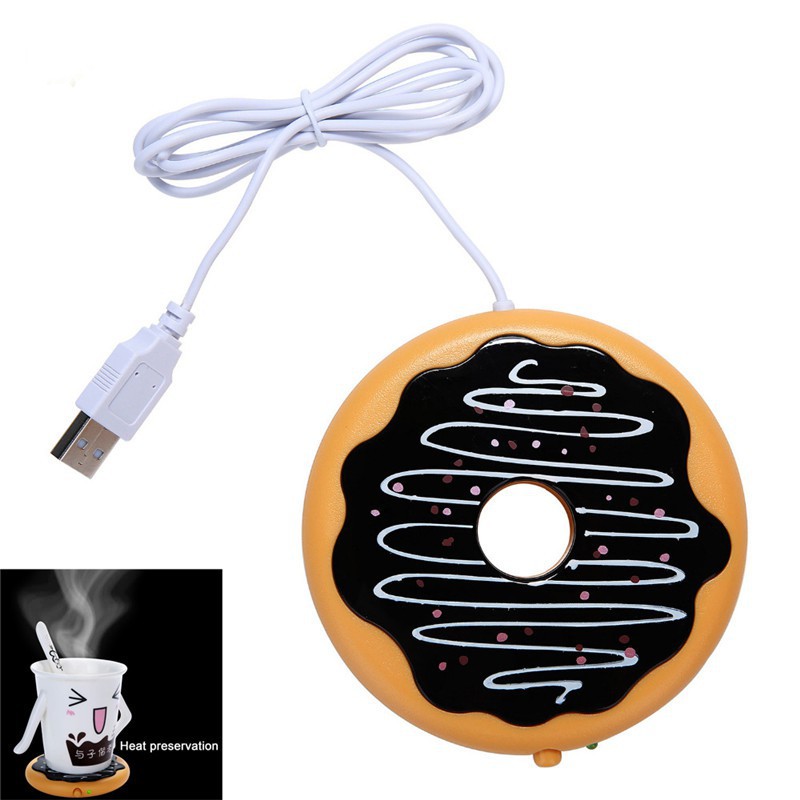 Đế lót ly giữ nhiệt kết nối cổng USB hình bánh donut dễ thương