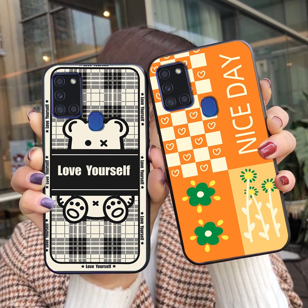 Ốp lưng Samsung A21S happy day, gấu bear dễ thương - BỀN - ĐẸP -BAO GIÁ TOÀN THỊ TRƯỜNG