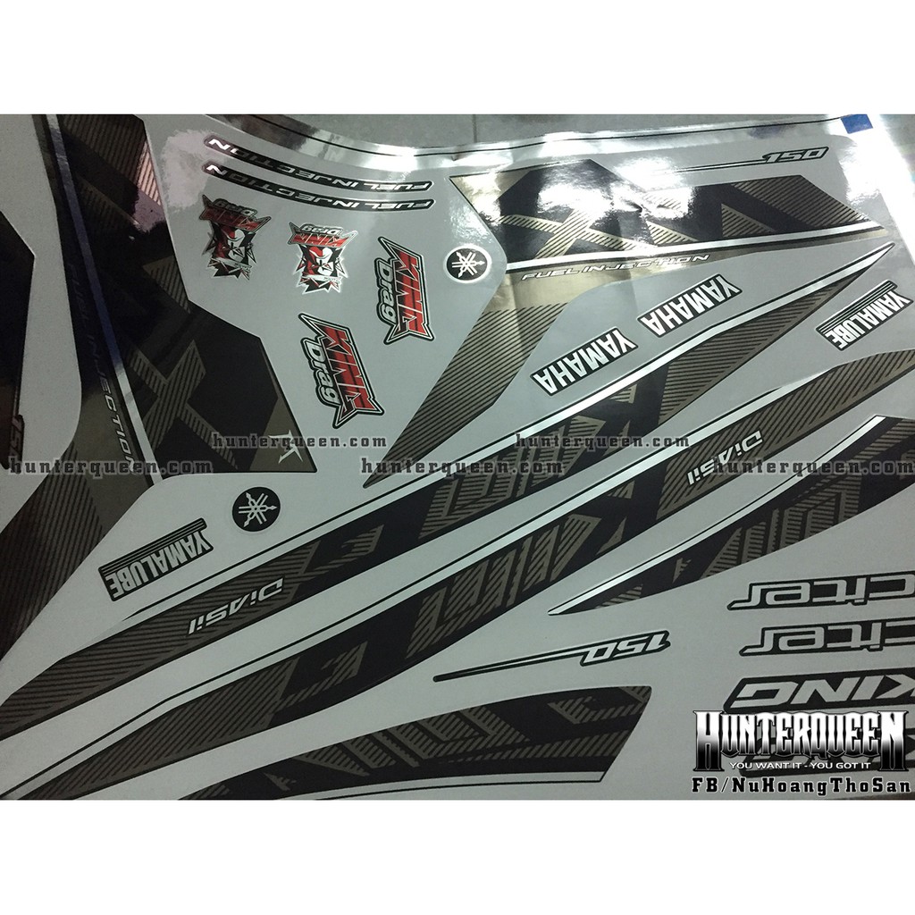 Tem Exciter 150. Tem rời MX King xám đen, chất liệu CROM, dán xe đen. Xe màu khác vui lòng inbox