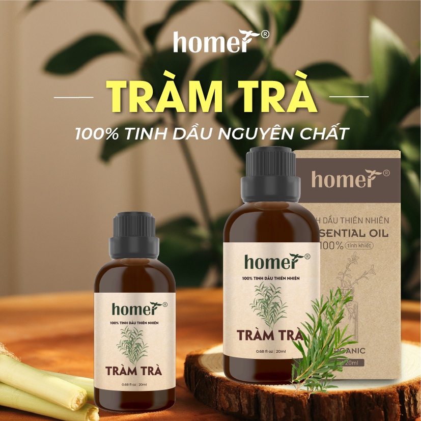 Combo 2 tinh dầu Sả Chanh + Tràm Trà Homer 20ml/chai