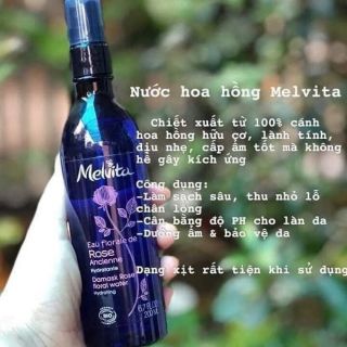 Nước hoa hồng hữu cơ Melvita – Eau Florale de Rose