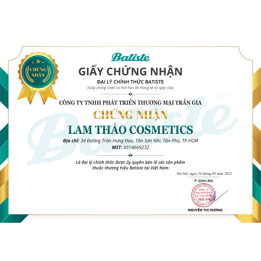 Dầu Gội Khô Batiste Instant Hair Refresh Dry Bamboo