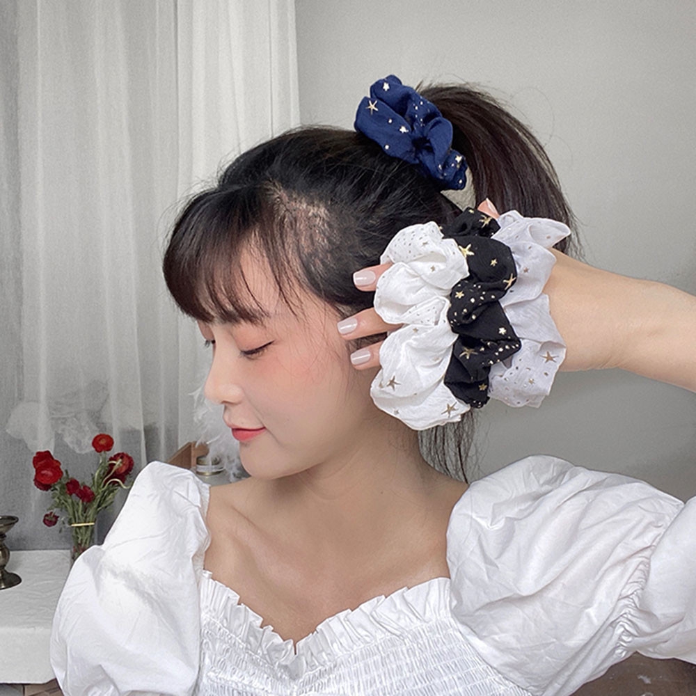 Dây Buộc Tóc Chiffon Co Giãn Họa Tiết Ngôi Sao Phong Cách Hàn Quốc Ngọt Ngào Cho Nữ