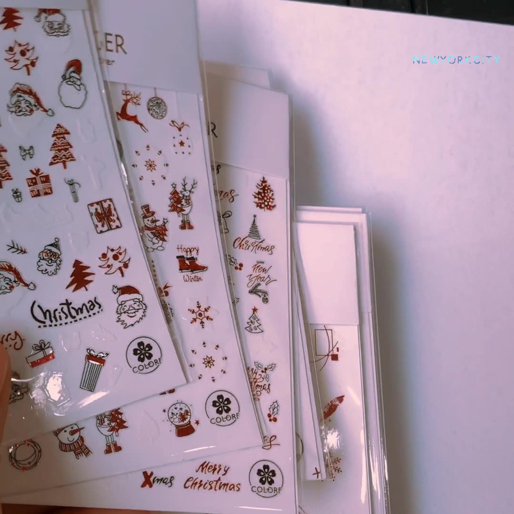 Miếng Dán Trang Trí Móng Tay Hình Bông Tuyết Giáng Sinh Ba Chiều Siêu Mỏng DIY