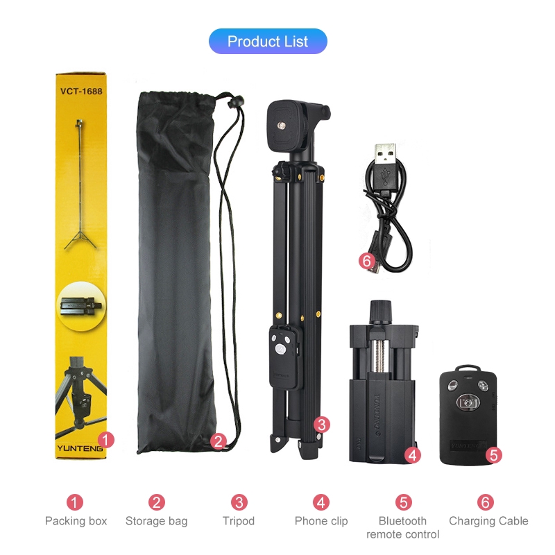 Gậy chụp ảnh VCT-1688 Bluetooth có chức năng hẹn giờ từ xa bằng hợp kim có thể sạc lại tiện dụng | BigBuy360 - bigbuy360.vn