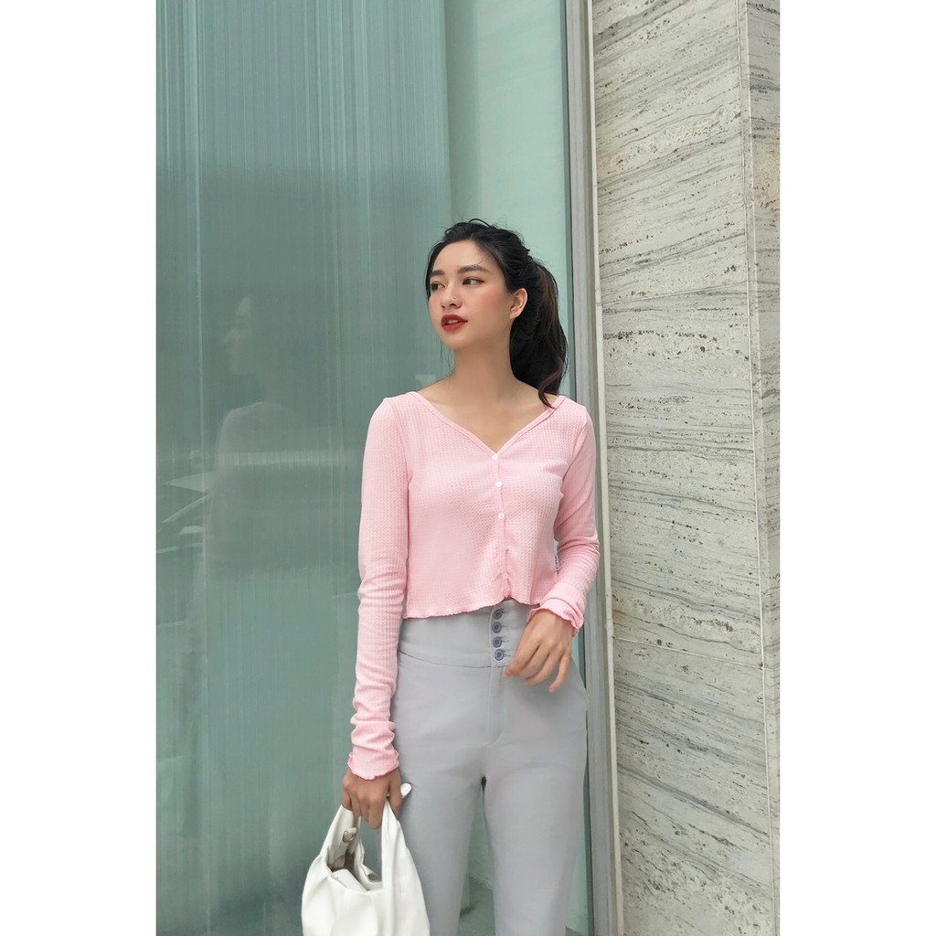 Áo thun nữ dài tay gấu cuốn bèo, co giãn, thoáng mát ATW0398 - 92Wear  ༷