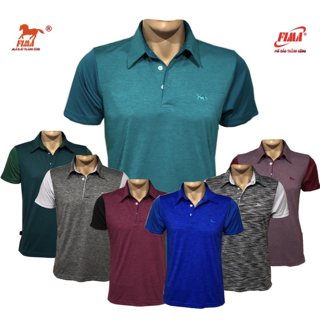 Áo Thun Nam Thể Thao FIMA FS010, Chất Thun Lạnh, Mát mịn, Co Giãn và thấm hút mùi hôi tốt, Logo CON NGỰA/FIMA