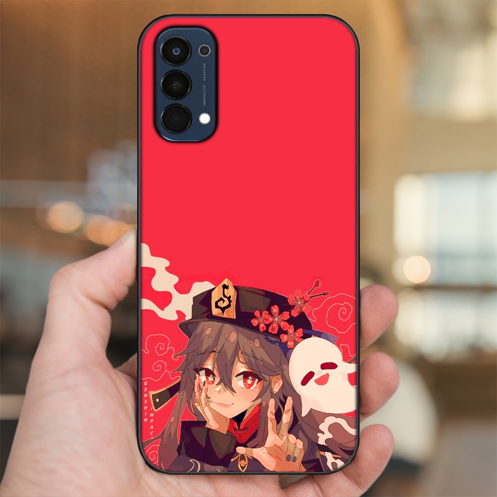 Ốp lưng Oppo Reno 4 viền đen in hình Hutao Genshin Impact