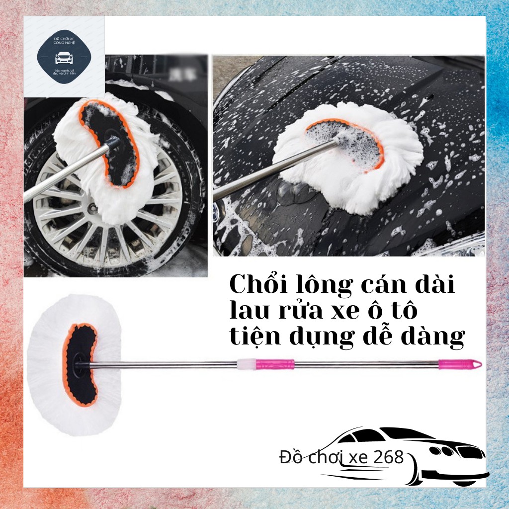 Chổi lông cán dài lau rửa xe ô tô tiện dụng dễ dàng