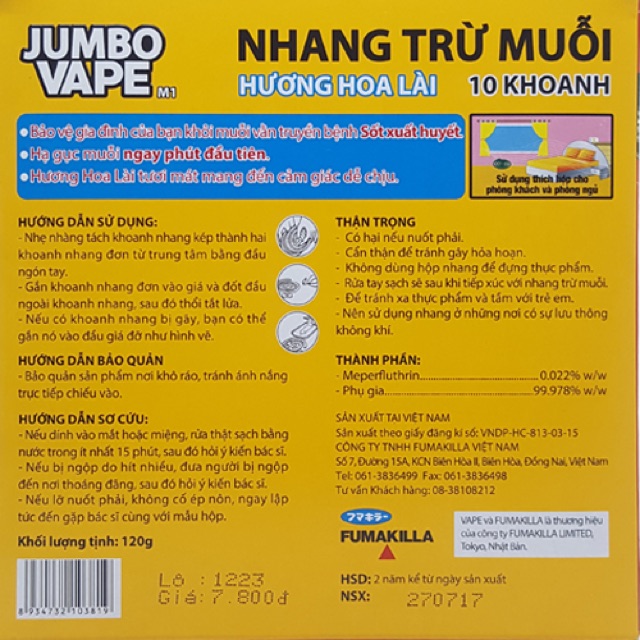 Nhang Trừ Muỗi Jumbo Vape 10 Khoanh