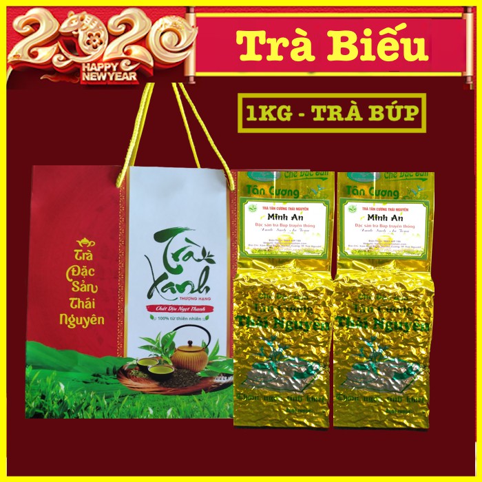 Chè Thái Nguyên Tân Cương 1kg kèm túi giấy biếu tặng loại 1 cao cấp - thơm ngon xanh sạch đẹp giá xưởng