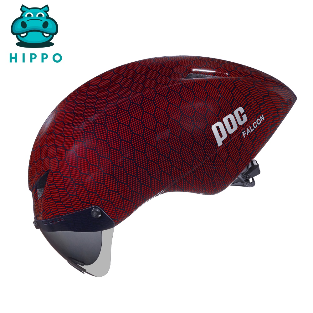 Mũ bảo hiểm xe đạp thể thao Poc Falcon carbon siêu nhẹ màu đỏ bóng chính hãng - HIPPO HELMET