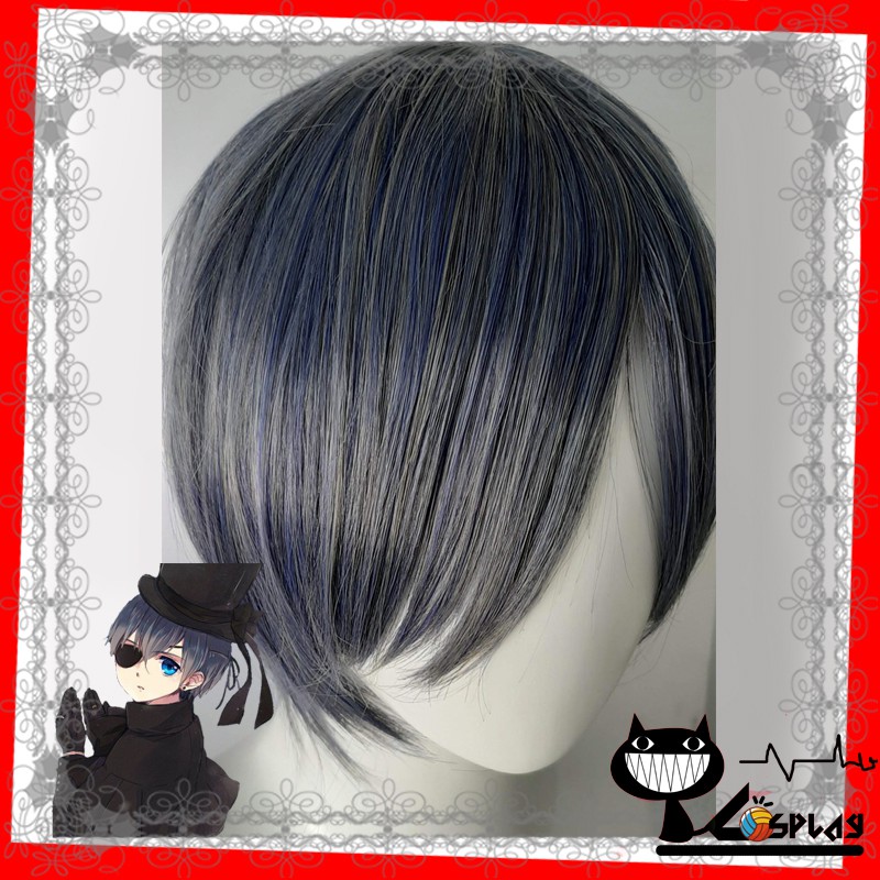 [sẵn] Wig/tóc giả cosplay Ciel - Kuroshitsuji: Hắc quản gia màu xanh xám [Miu Cosplay]