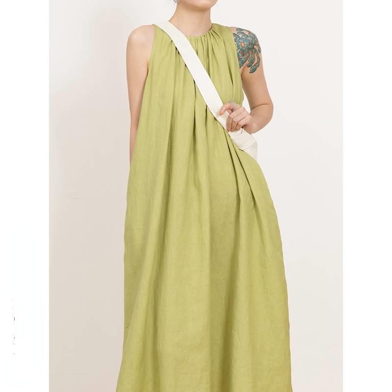 Đầm Dài Dáng Chữ A Không Tay Cổ Tròn Phong Cách Hàn Quốc Thời Trang Hàng Mới Dành Cho Bạn Nữ