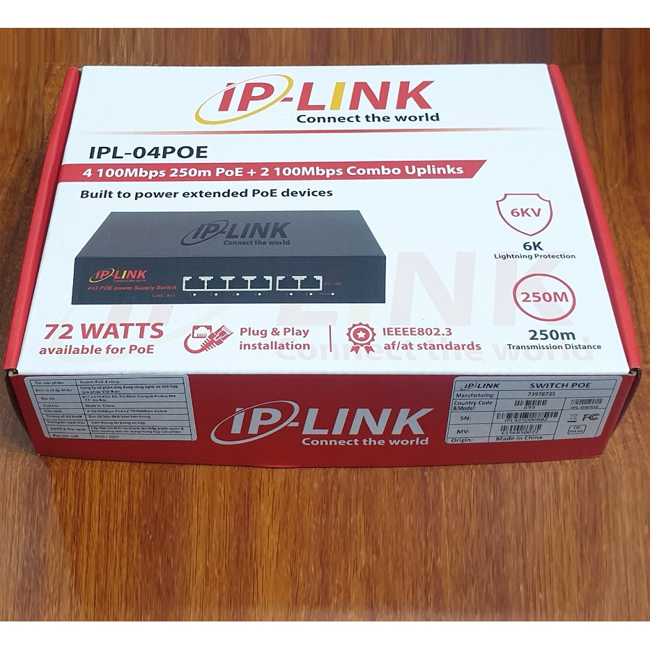 Switch Smart IP-Link POE 8 Port + 2 Uplinks 10/100Mbps Cấp Nguồn Qua Mạng