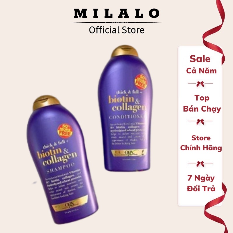 Dầu gội xả chống rụng tóc kich thích mọc tóc mùi thơm cao cấp Collagen 577ml- MILALO