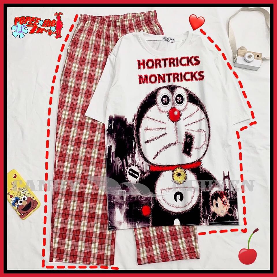 Set Đồ Bộ Nữ Quần Caro Kate Ống Rộng NHIỀU MẪU 01 * Đồ Bộ Hoạt Hình Freesize S.I.Z Fashion | BigBuy360 - bigbuy360.vn