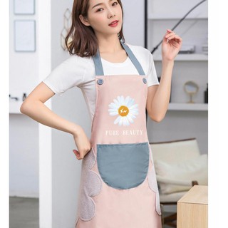 Tạp Dề Hoa Cúc Nấu Ăn Làm Bếp Chất Poly Không Thấm Nước