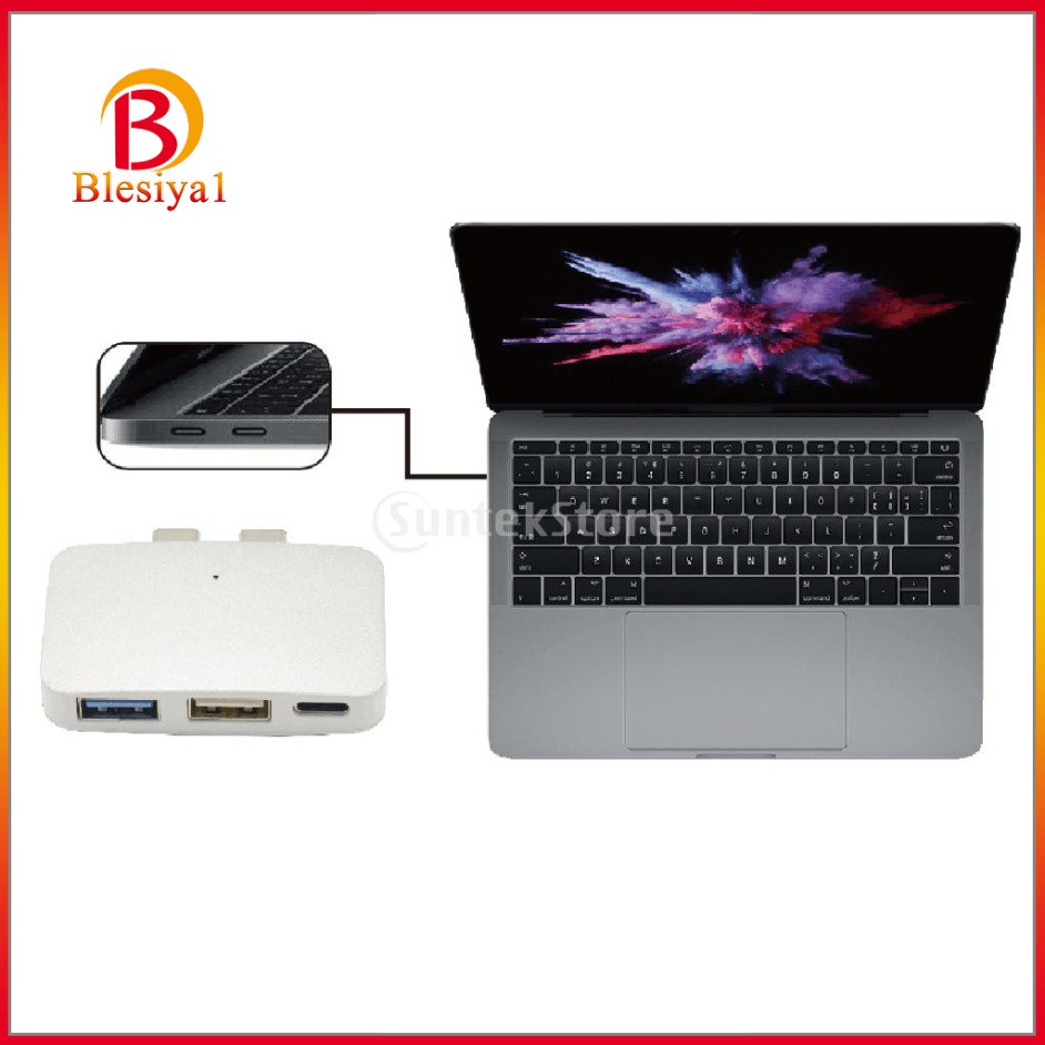 Hub chuyển đổi USB-C Type C + đầu sạc + 2 USB cho MacBook Pro