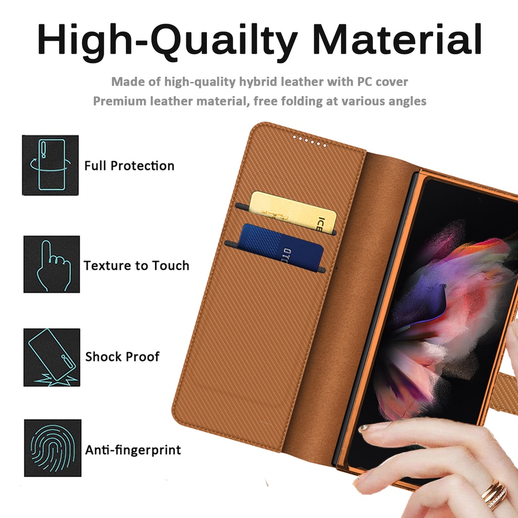 Bao Da PU + PC Cứng Siêu Mỏng Làm Giá Đỡ Chống Trầy Xước Cho Samsung Galaxy Z Fold 3 Z Fold 3