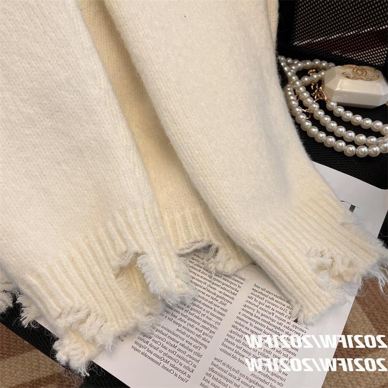 Spring new style design sense suit collar spliced cardigan jacket female Korean version casual sweater fake two tops