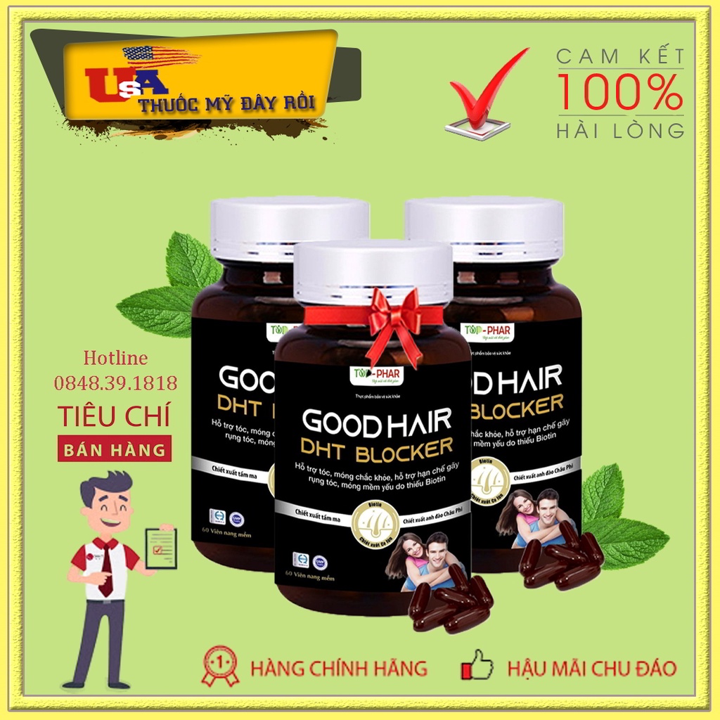 🔴Viên Uống DHT BLOCKER GOOD HAIR - Chống Rụng Tóc Hói Đầu