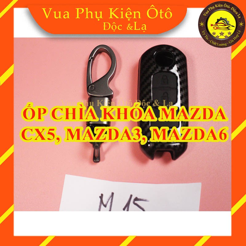 Ốp chìa khóa Mazda CX5, Mazda 3, Mazda 6 - bọc chìa khóa vân carbon cho xe ô tô M15